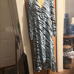 Leith Blue and Black Patterned Dress